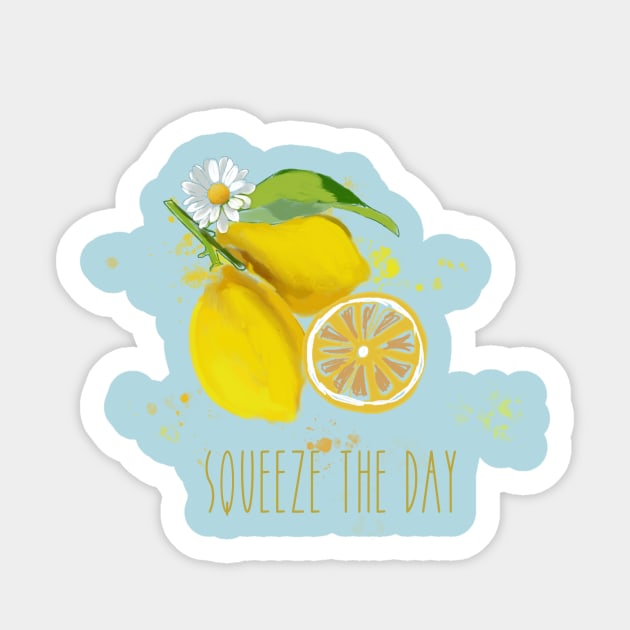 Squeeze the day lemon Sticker by Leamini20